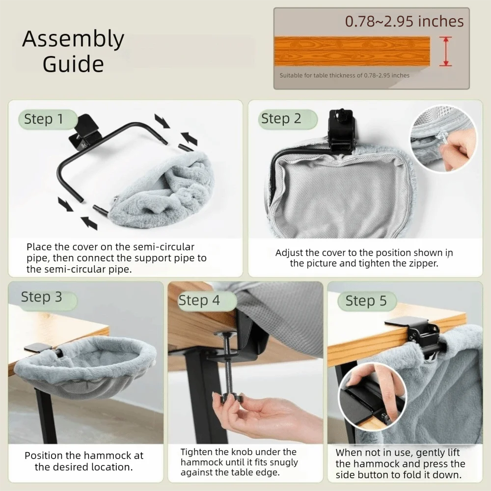Lit Hamac Suspendu pour Chat – Fixation de Bureau, Pliable et Ultra Confortable