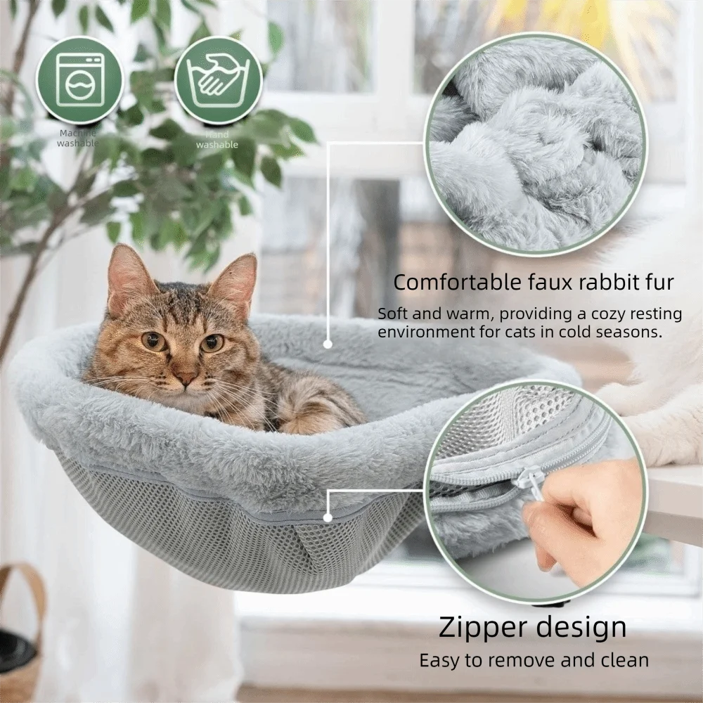 Lit Hamac Suspendu pour Chat – Fixation de Bureau, Pliable et Ultra Confortable