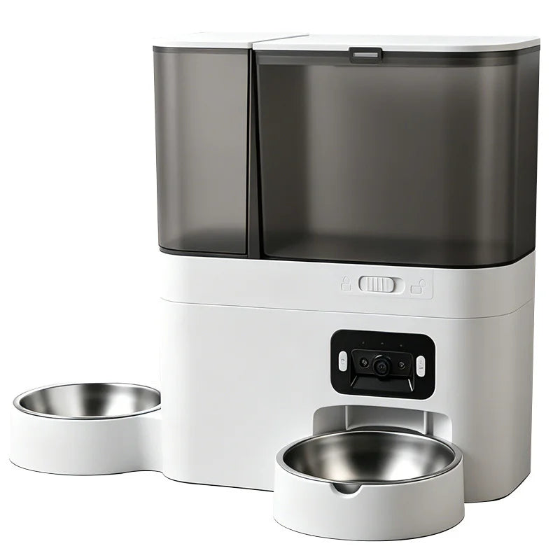 Smart Automatic Pet Feeder with Camera & Wi-Fi App – 5L Food Dispenser & 3L Water Fountain for Dogs & Cats