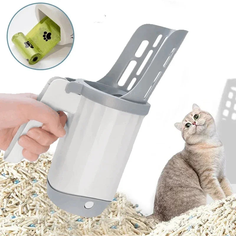 Self-Cleaning Cat Litter Scoop with Waste Bags – Easy & Hygienic Litter Box Cleaner