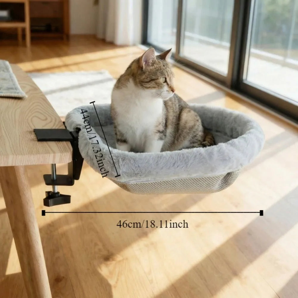 Lit Hamac Suspendu pour Chat – Fixation de Bureau, Pliable et Ultra Confortable