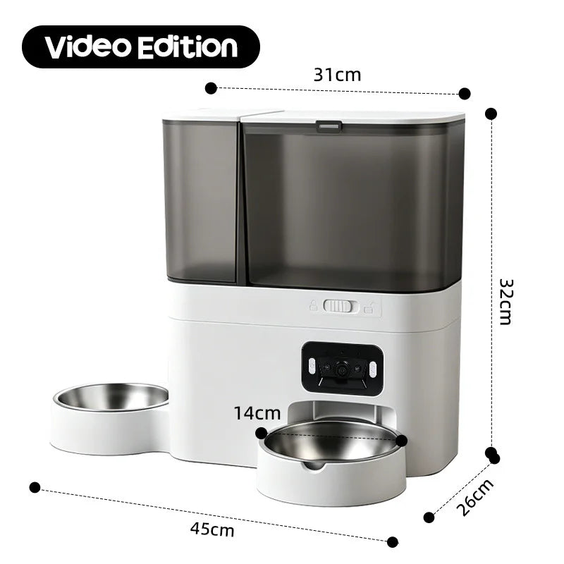 Smart Automatic Pet Feeder with Camera & Wi-Fi App – 5L Food Dispenser & 3L Water Fountain for Dogs & Cats