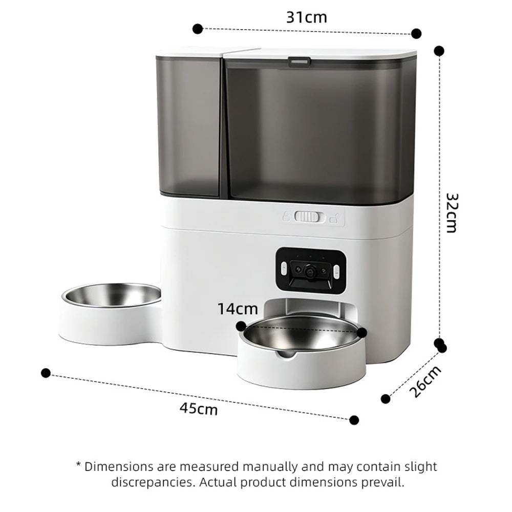 Smart Automatic Pet Feeder with Camera & Wi-Fi App – 5L Food Dispenser & 3L Water Fountain for Dogs & Cats