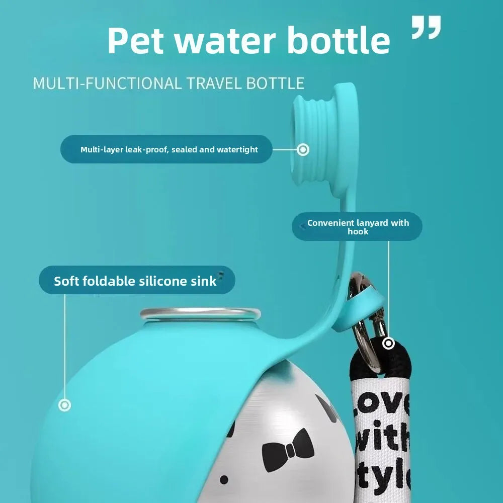 2-in-1 Portable Dog Water Bottle – Leak-Proof Stainless Steel